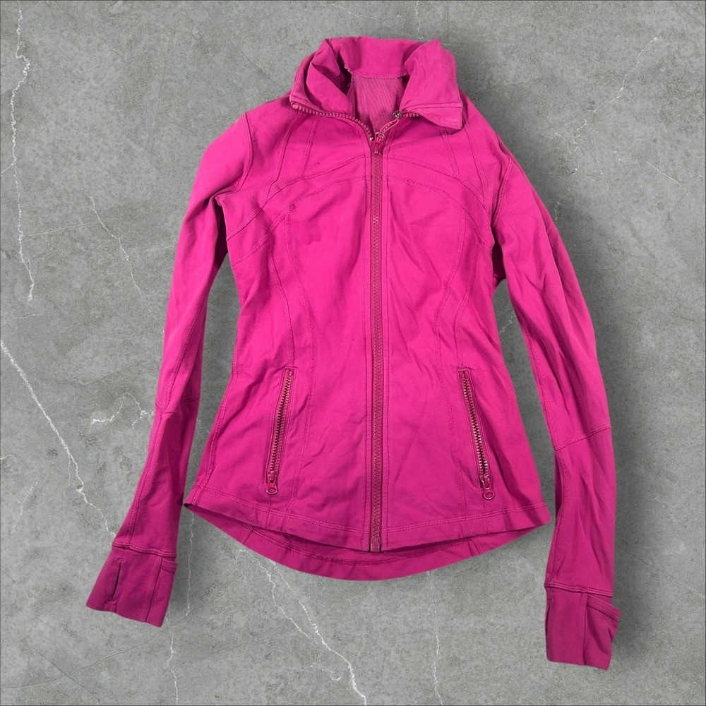 Lululemon Define Jacket Womens Size 6 Pink Full Zip Thumbholes Activewear